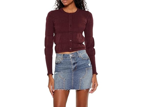 Forever 21 Women Mixed Knit Cardigan Sweater - Gallery 5