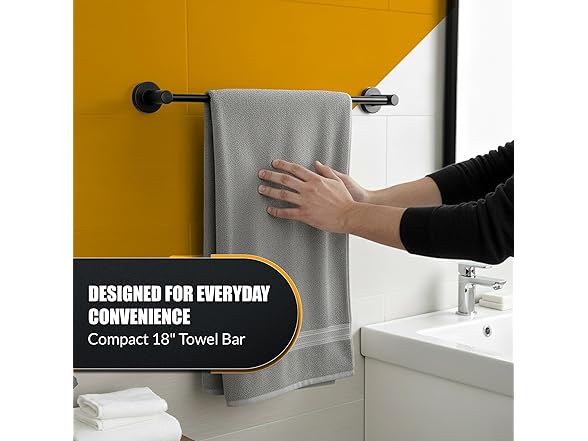 HIGHCRAFT 24 Inch Towel Bar, Matte Black Plated