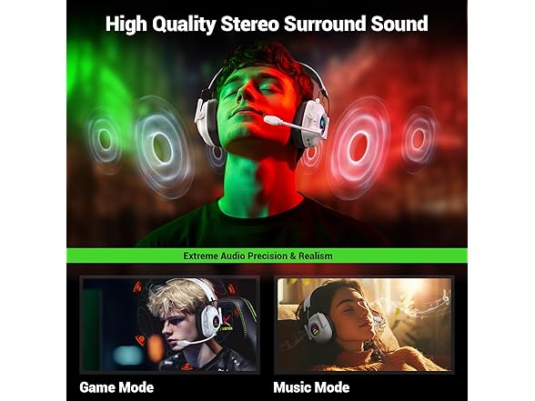 Krysenix Wireless Gaming Headset with Noise Canceling Microphone for PC, PS5