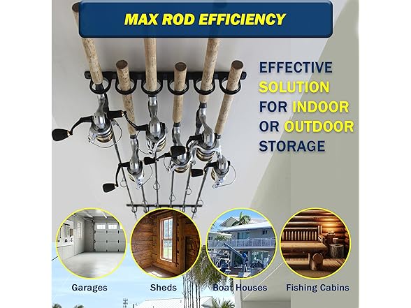 Rush Creek Creations, Ceiling Fishing Rod Holder for 6 Rods