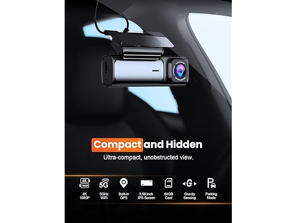 Affver 4K Dash Cam | 3.59" Screen | 64GB DS