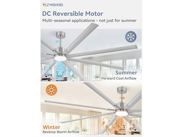 ZMISHIBO 96" Aluminum Ceiling Fan with Lights
