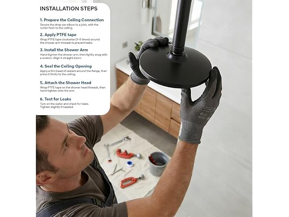 SUPPLYGIANT 10 Inch Straight Ceiling Mount Shower Arm