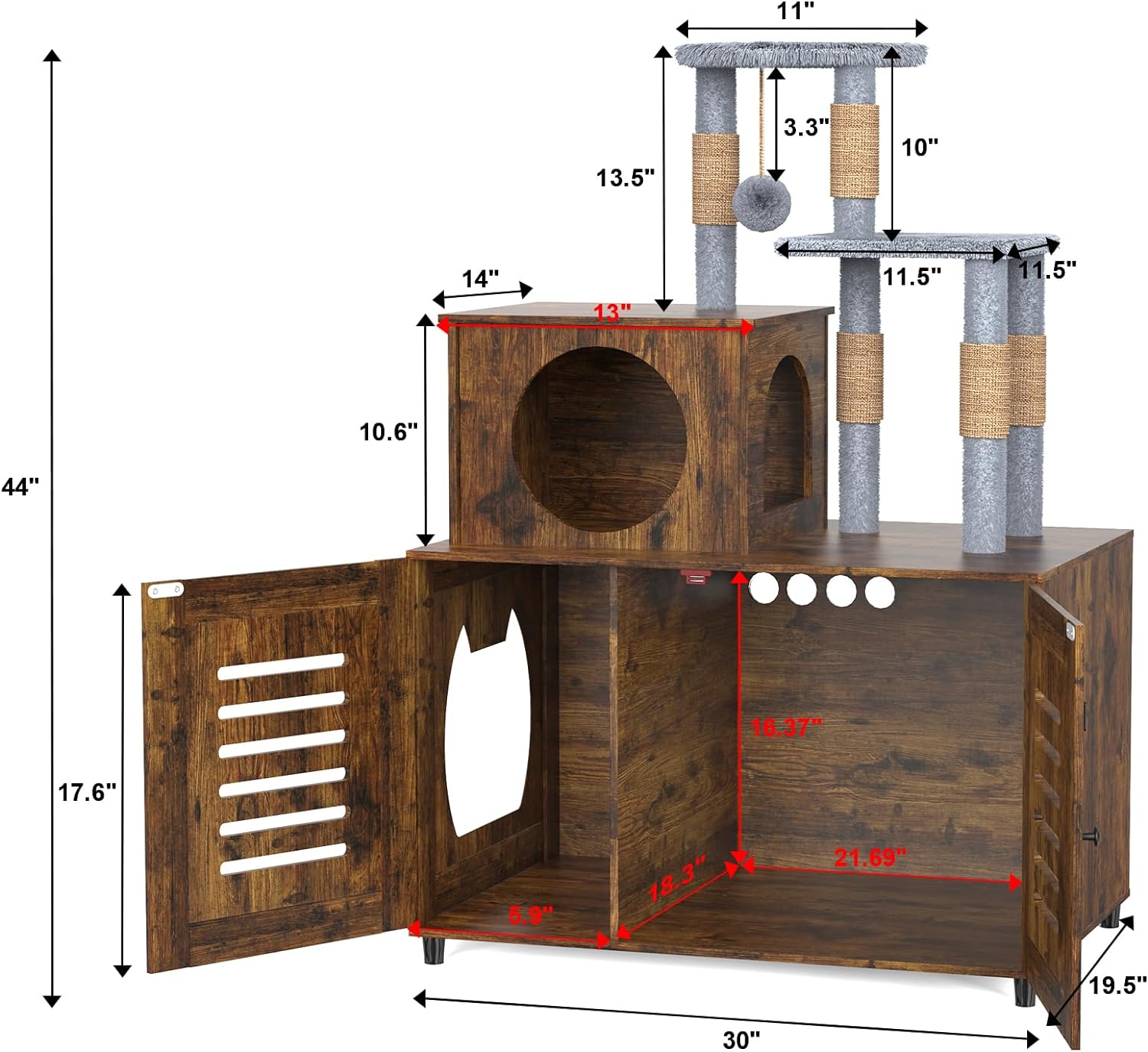 EasyCom Litter Box Enclosure, Hidden Cat Tree - Gallery 9