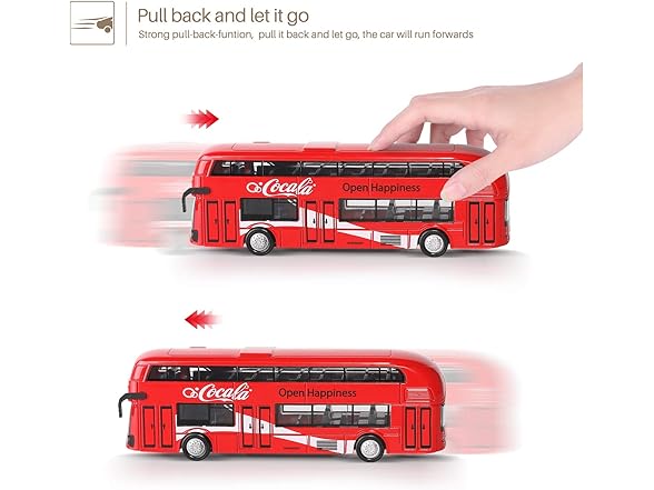 Set of 4 Kids Die-Cast Metal Toy Buses