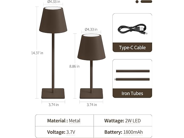 3 Pack Cordless Table Lamp, Battery
