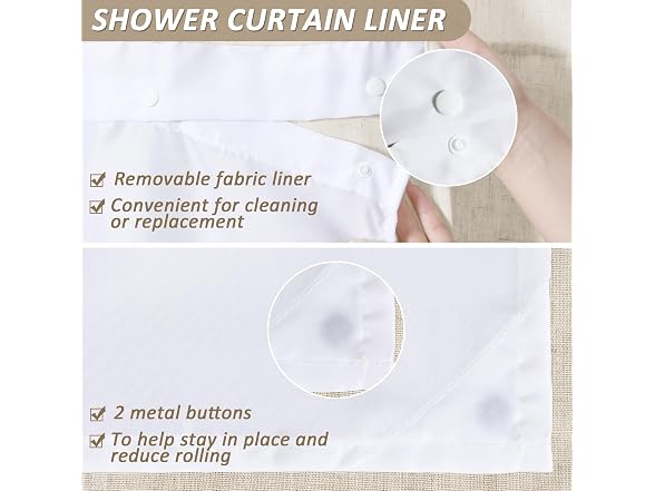 BOODII Linen Shower Curt with Liner Set