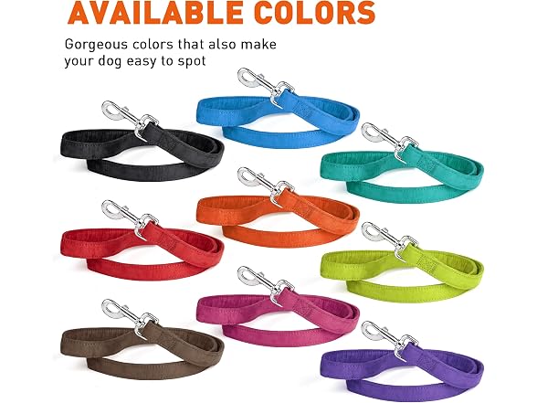 Dogline Comfort Microfiber Flat Leash for Dogs, Brown