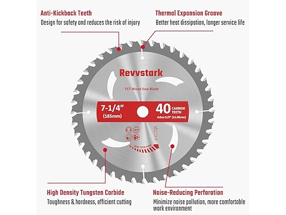 Revvstark 3 Pack Circular Saw Blade 7-1/4 in 40T