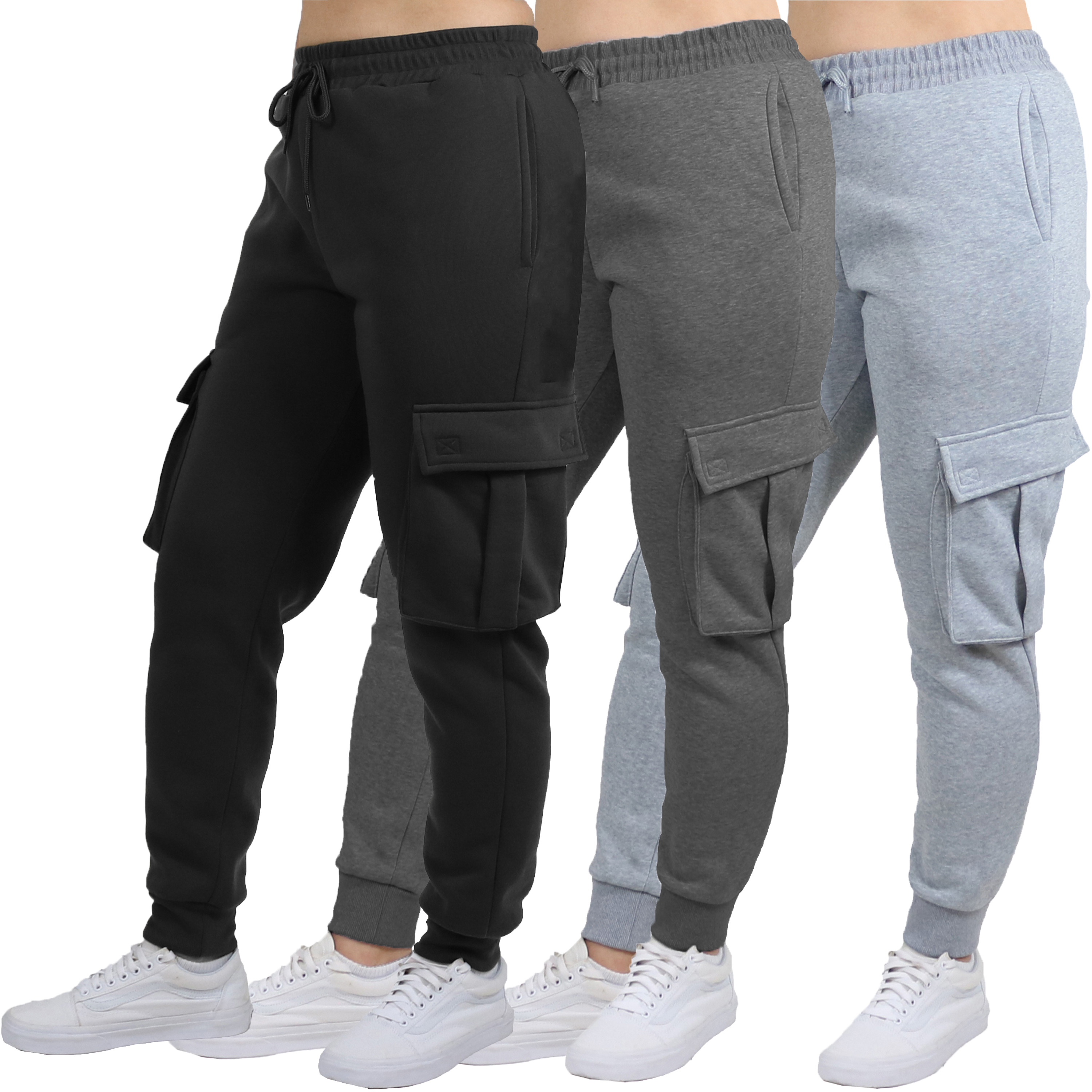 3Pk Womens Fleece Cargo Jogger Pants - Gallery 6
