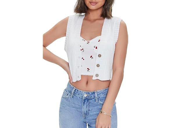 Forever 21 (M) Cropped Sweater-knit Vest