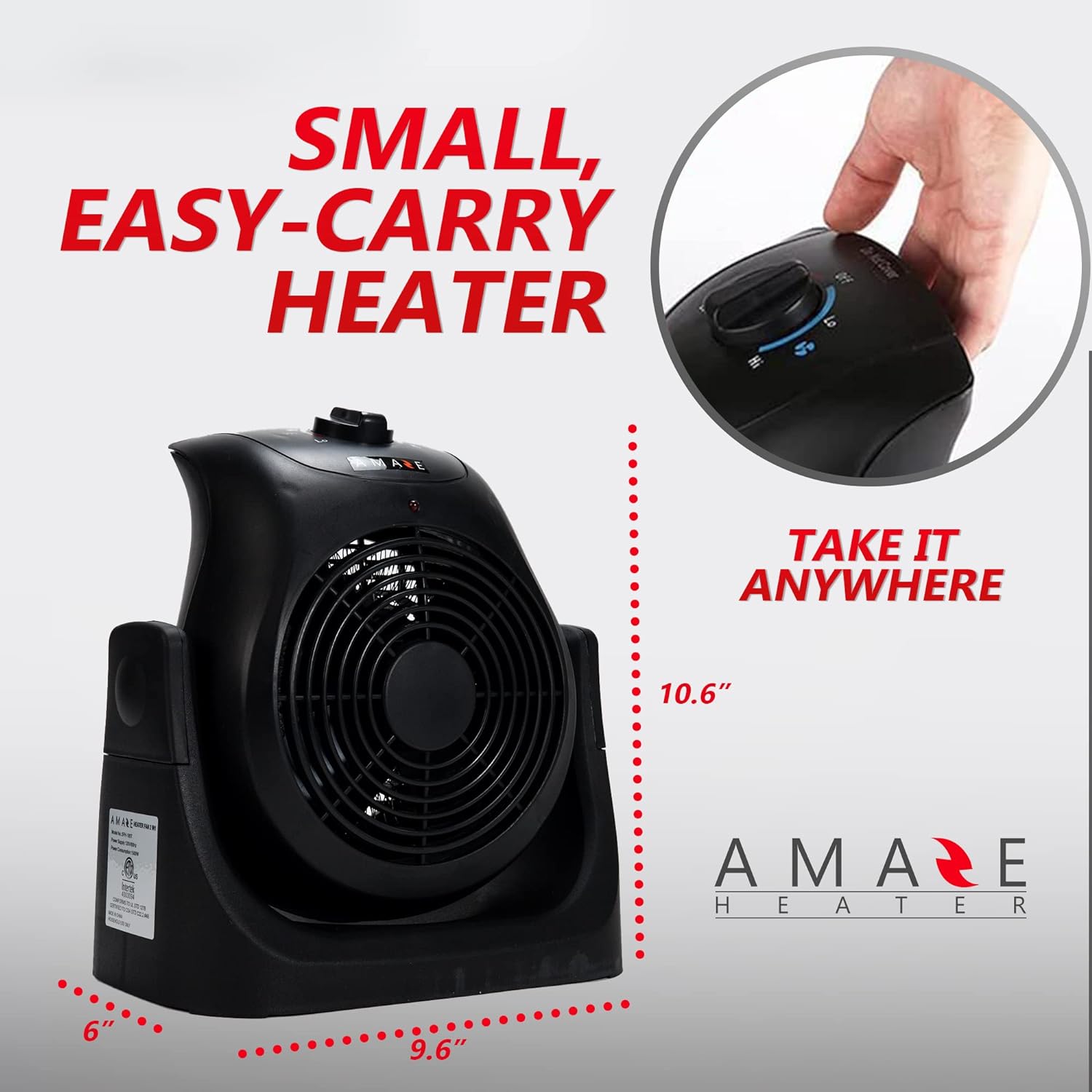 Amaze-Heater 750/1500W All Season Heater Fan - Gallery 10
