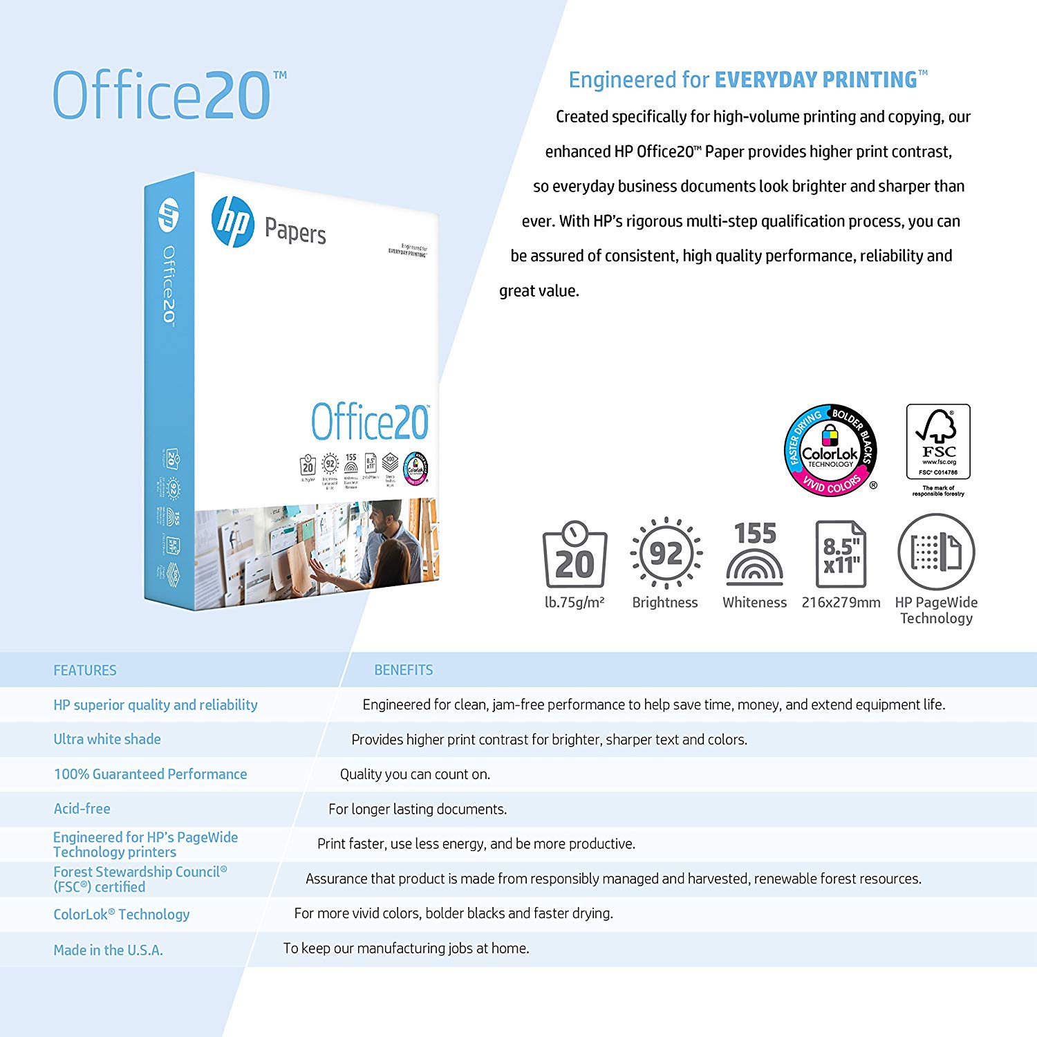 HP Printer Paper 8.5 x 11 Office 20 lb - Gallery 6