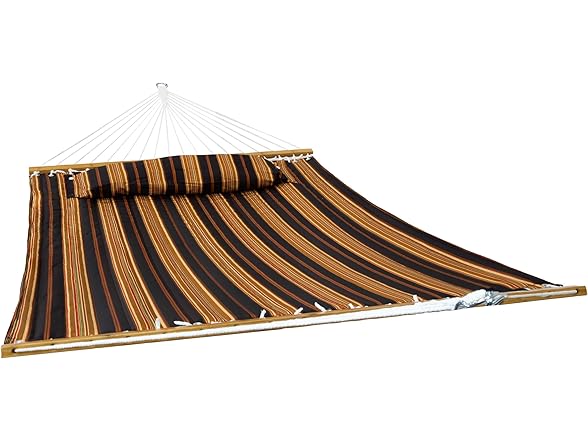 Sunnydaze Extra Large Quilted Hammock with Spreader Bars Woodland Stripe