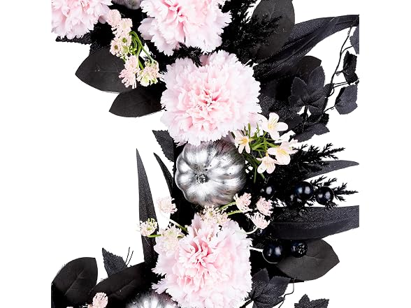 National Tree Company Pink Carnation Halloween Wreath