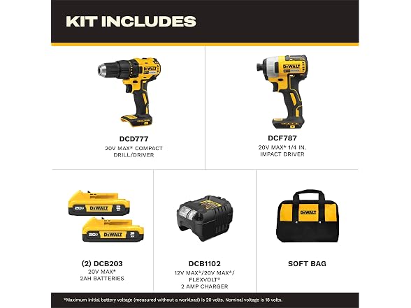 DEWALT DCK277D2 20V MAX Drill/Impact Driver Kit