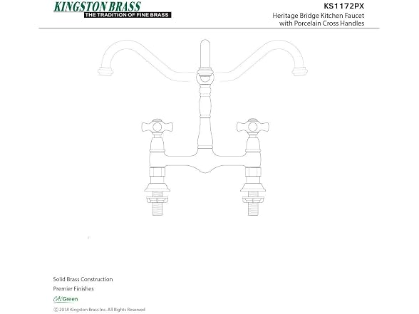 Kingston KS1172PX Heritage Bridge Kitchen Faucet