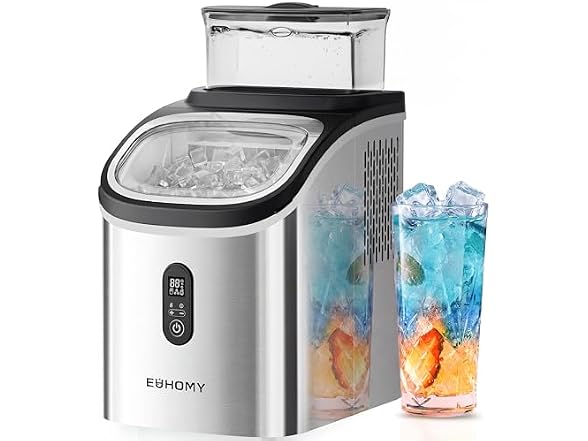 EUHOMY Ice Cube Maker Machine Countertop w Water Tank, SILV