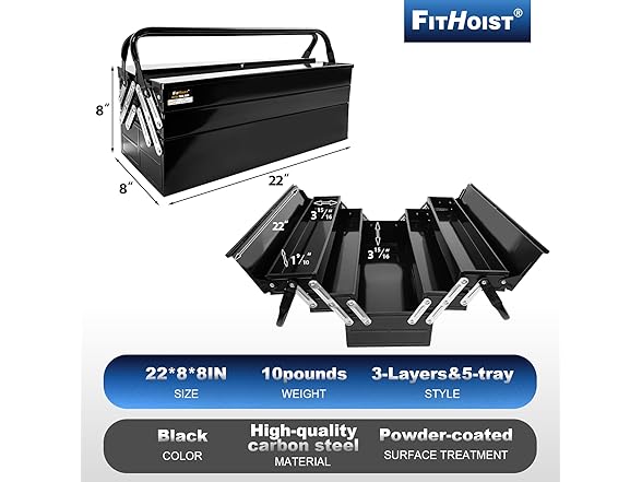 3-Tier 5 Tray Steel Tool Box