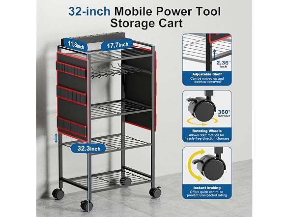 CFMASTER Tool Organizer Cart with Power