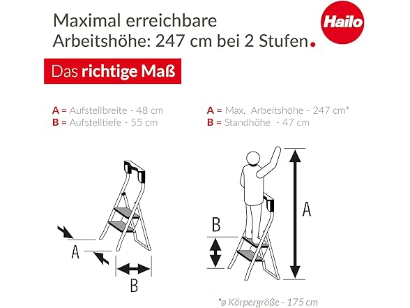 HAILO K75 ComfortLine Step Ladder – 2-Step