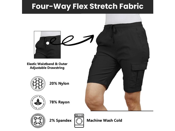 3Pk Womens Super Stretch Cargo Shorts