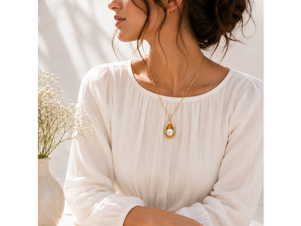 18K Gold Plated Pearl Pendant Necklace