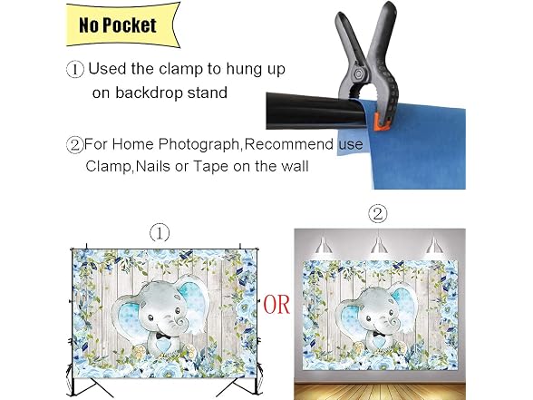 Sensfun Floral Elephant Backdrop Blue
