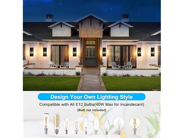 VerRon 2-Pack Large Outdoor Wall Lanterns