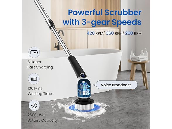 Jorking Electric Cordless Spin Scrubber
