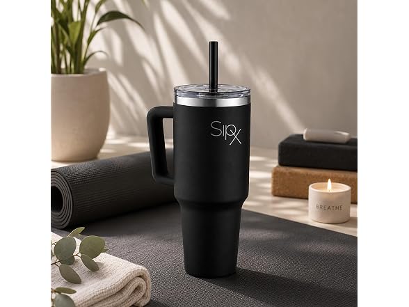 SIPX™ 40 oz Insulated Tumbler with Handle & Straw 