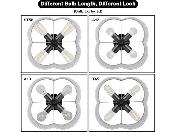 BesLowe 4-Light 14.4'' Semi Flush Mount Ceiling Light
