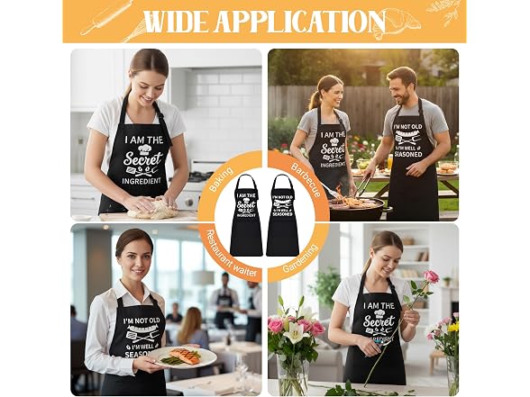 Defresit 2pcs Funny Apron Set Black/White