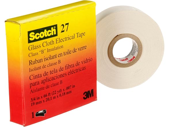 3M Glass Cloth Electrical Tape 27, 3/4 in x 66ft