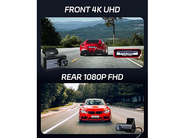 Pelsee P3 4K Dash Cam Front and Rear