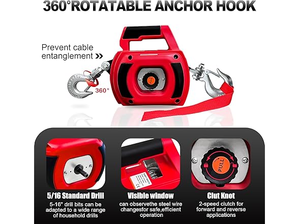 Portable Drill Winch 1000LBS