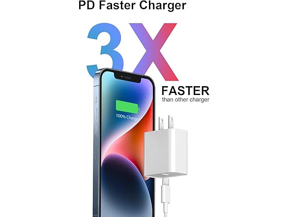 (2 PACK) 10FT Lightning Cable & 20W USB-C Charging Adapter