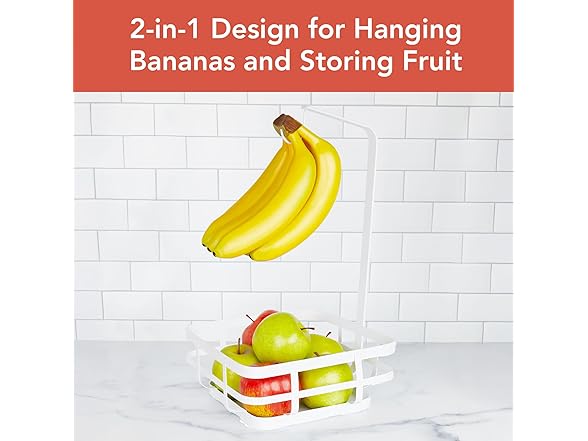 Spectrum Fruit Basket with Banana Hanger White