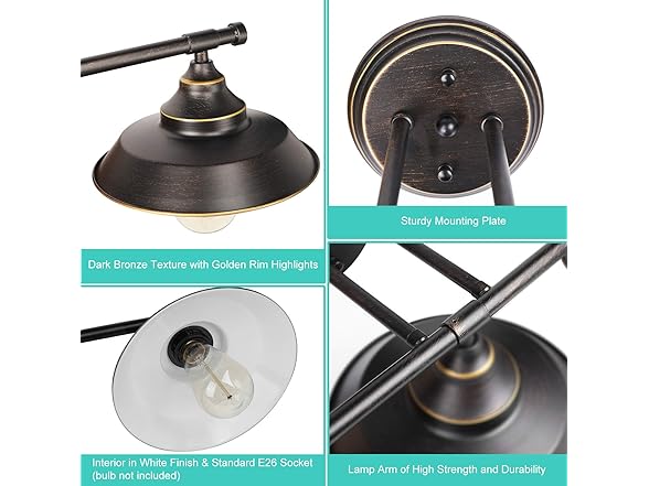 BesLowe 3-Light Vanity Light Fixture, Bronze