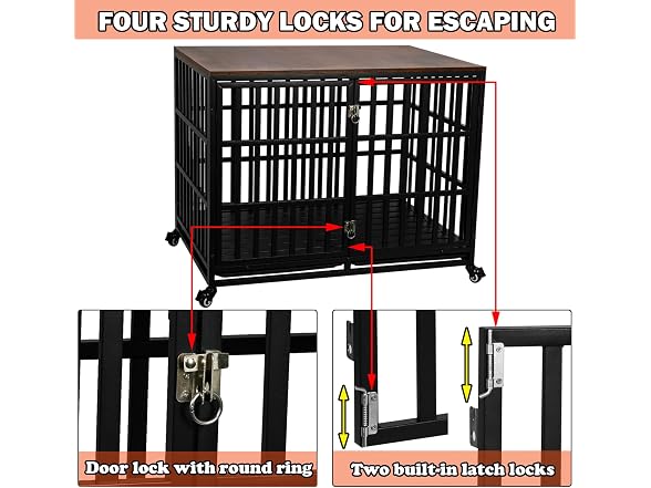 44 Inch Heavy Duty Dog Crate for Large Medium