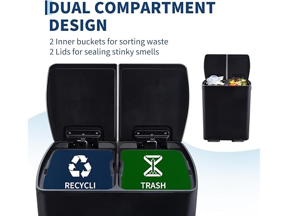 PrecisionAuto Step-On Recycling Bin Blac