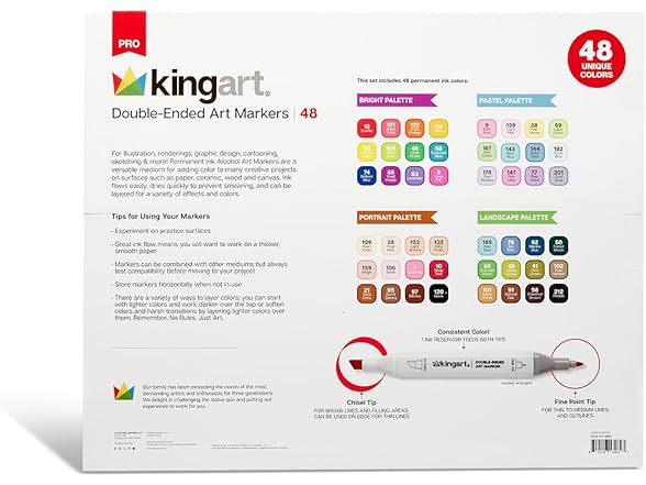 KINGART PRO Double-Ended Art Markers 48 Colors