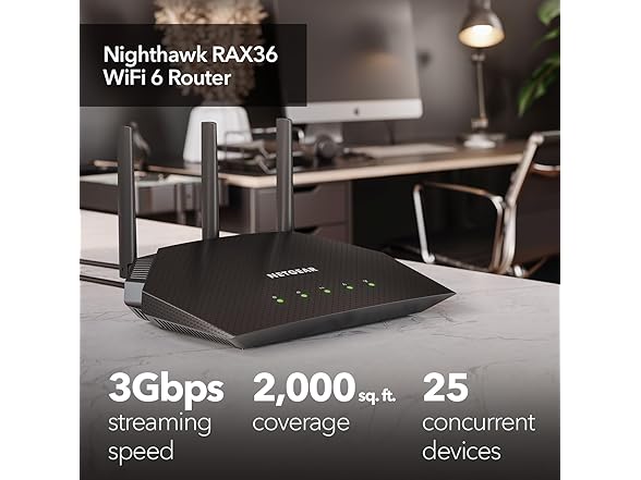 NETGEAR RAX36-100PAR AX3000 Nighthawk 4-Stream AX4 Up to 3 G (Open Box)