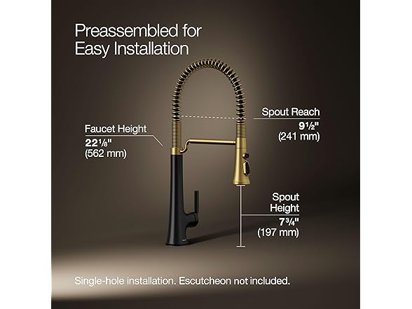 KOHLER K-23765-BMB Tone Faucet Sprayhead Black/Brass