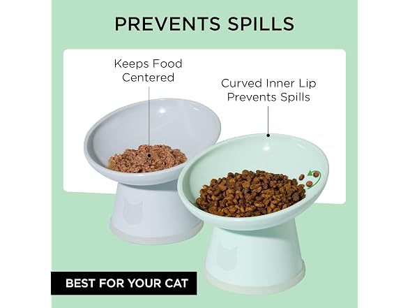 Necoichi 2pcs Tilted Elevated Cat Food Bowls