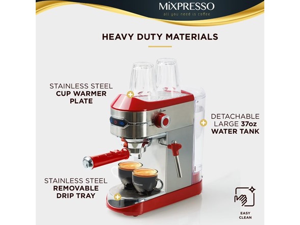 Mixpresso 15-Bar Automatic Espresso Machine with Milk Frother