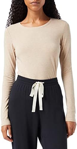 Amazon Essentials Women's Regular-Fit Long-Sleeve Crewneck T-Shirt (Available in Plus Size), Tan Heather, Large