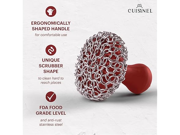 cuisinel C-610-KSCR-S-RD Cuisinel Cast Iron Chainmail S