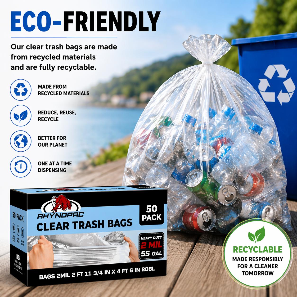 55 Gallon 2 Mil Clear Trash Bags - Gallery 15