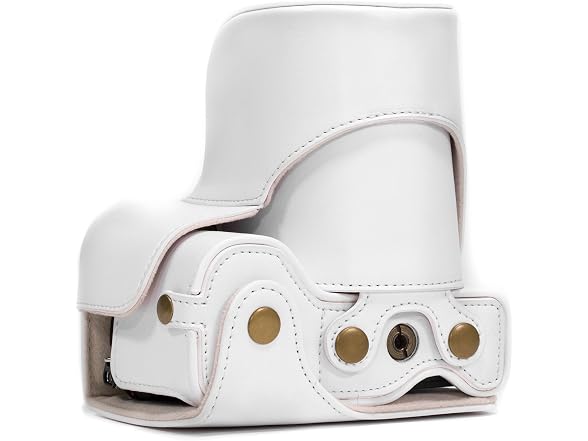 MegaGear Ever Ready Leather Camera Case and Strap (Fits Up to 16-70mm Lens) (White)